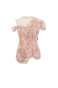 Top Upcyclé en satin - Multicolor