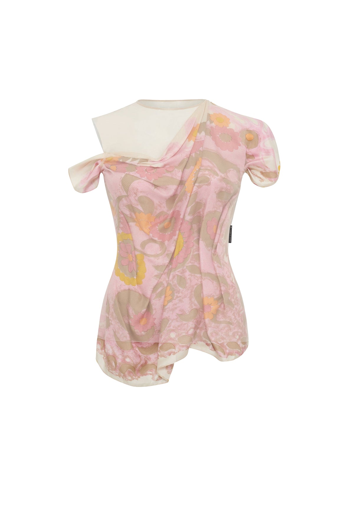Top Upcyclé en satin - Multicolor