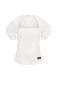 Regenerated Cotton Percale Bustier Top - Blanc