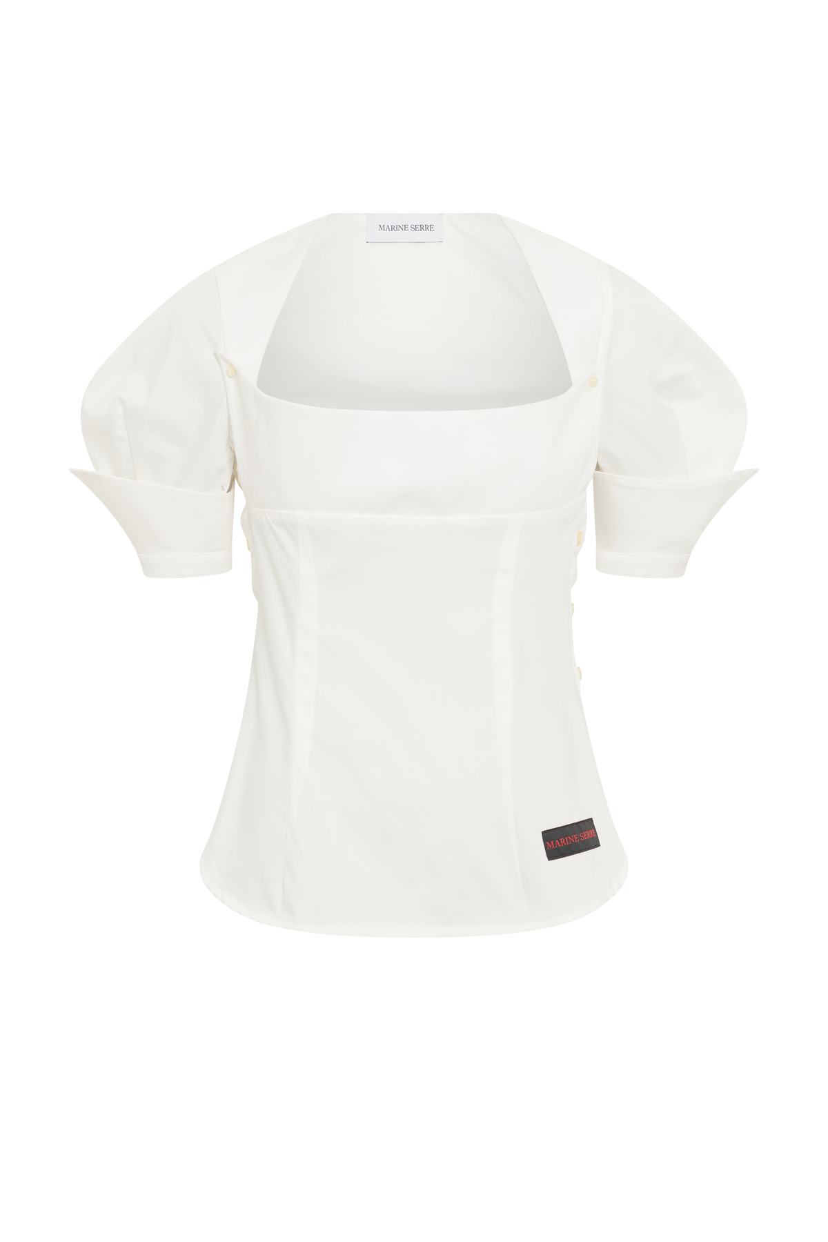Regenerated Cotton Percale Bustier Top - Blanc