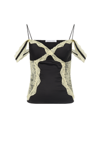 Satin & Lace Strap Top - Noir