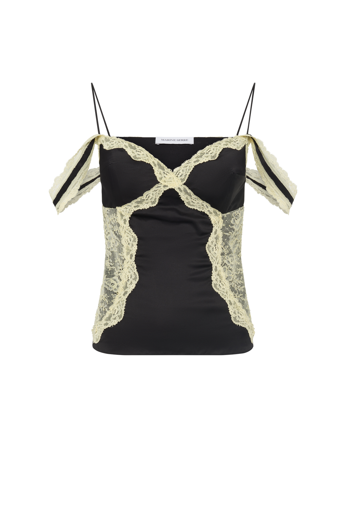 Satin & Lace Strap Top - Noir