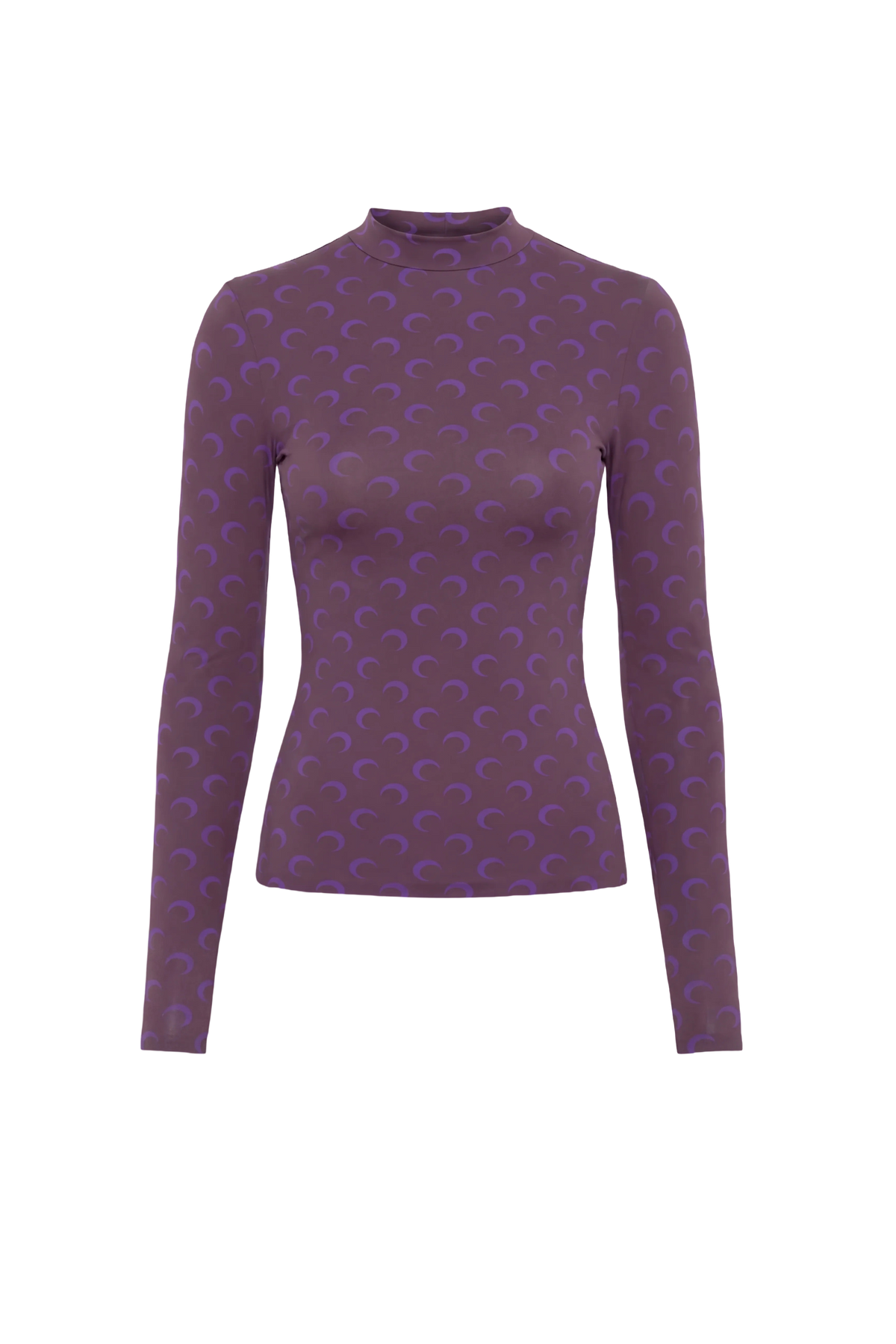 Moon Printed Jersey Ls Highneck Top - Violet