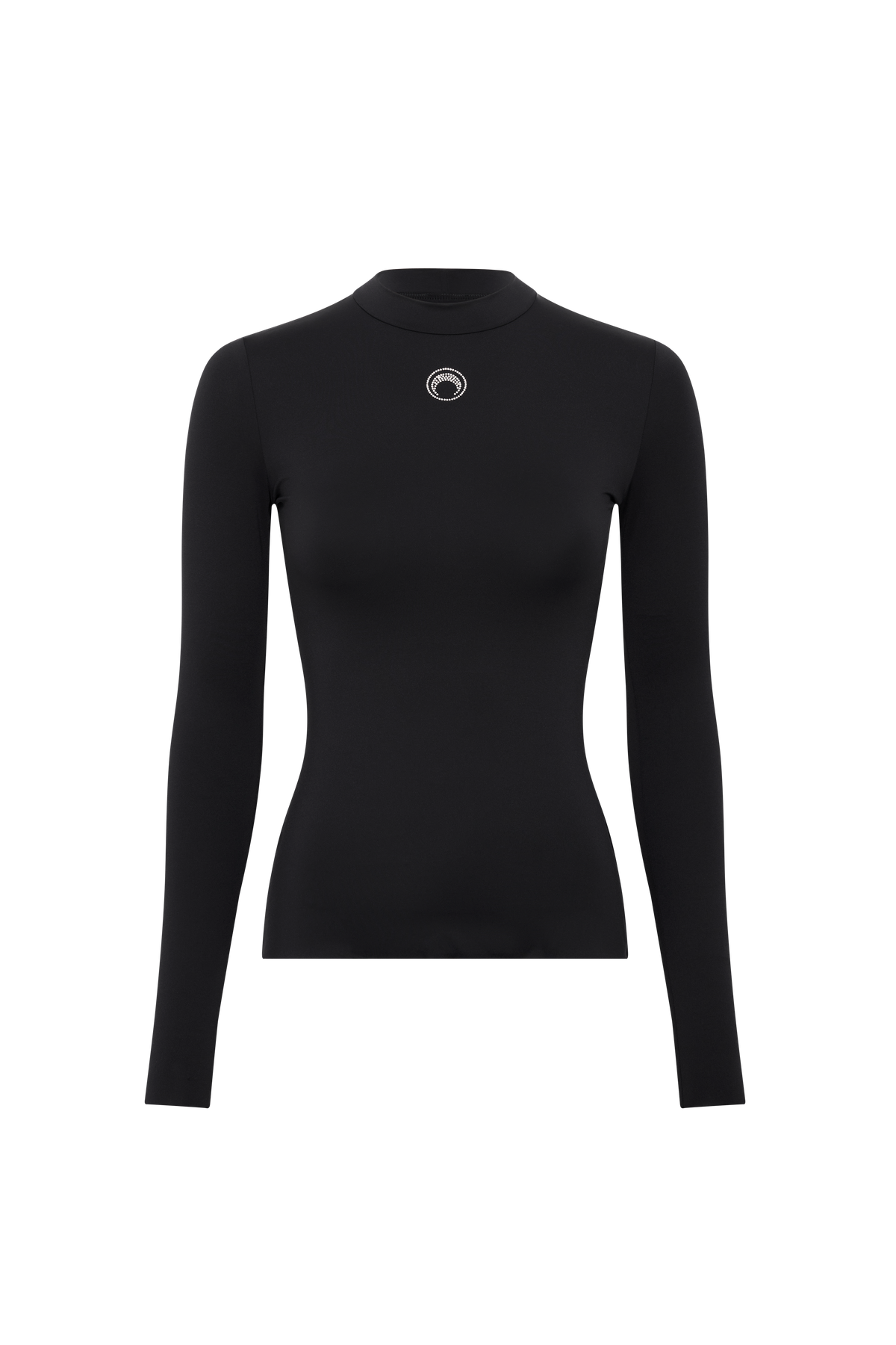 Moon Logo Strass Jersey Ls Highneck Top - Noir