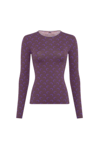 Moon Printed Jersey Ls Crewneck Top - Violet