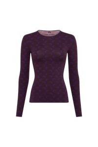 Moon Printed Jersey Ls Crewneck Top - Violet