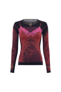 Wet Nuisette Printed Jersey Ls Crewneck - Rouge