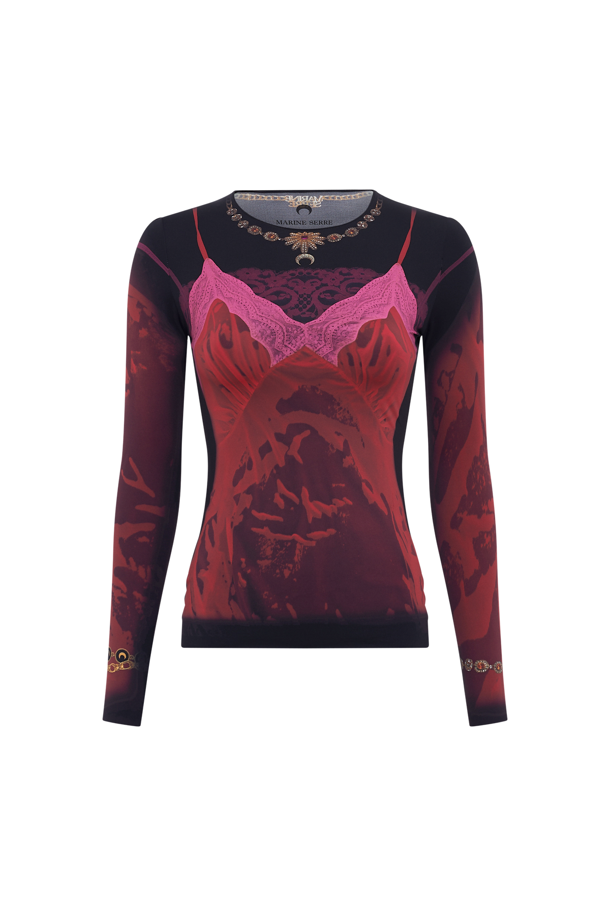Wet Nuisette Printed Jersey Ls Crewneck - Rouge