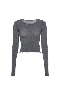 Recycled Mesh Flock Ss Cropped Top - Gris