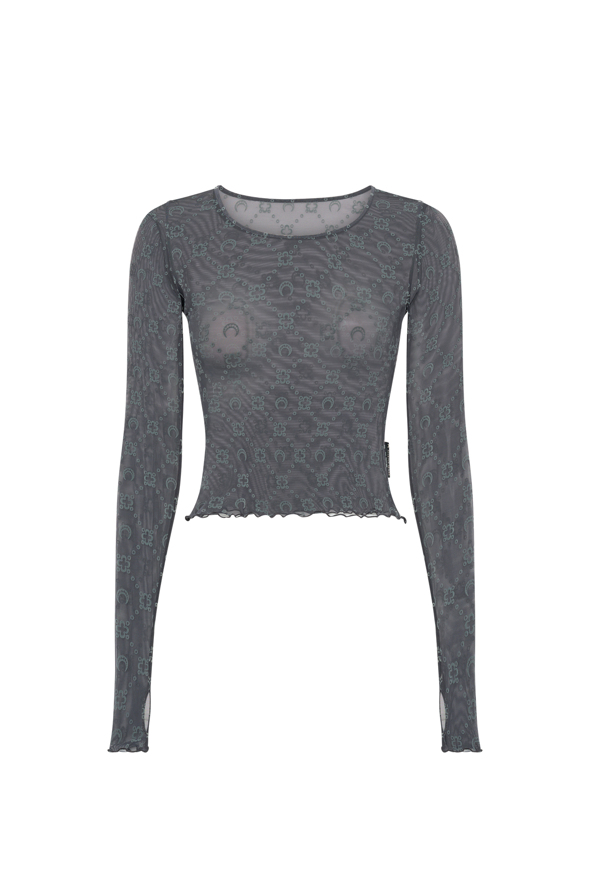 Recycled Mesh Flock Ss Cropped Top - Gris