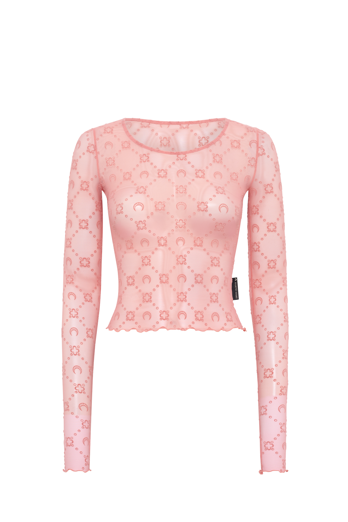 Recycled Mesh Flock Ss Cropped Top - Rose