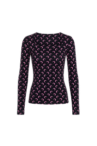 Moon Printed Jersey Ls Squareneck Top - Multicolore