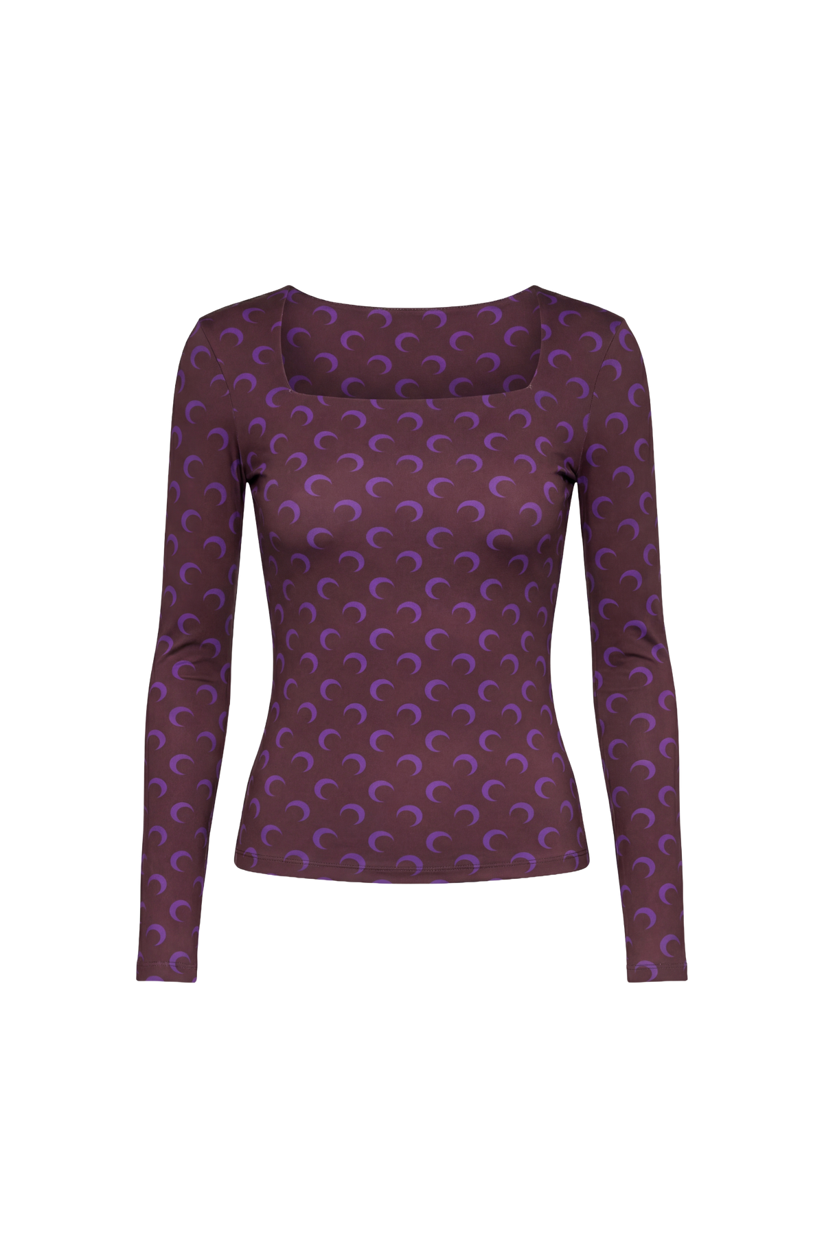 Moon Printed Jersey Ls Squareneck Top - Violet