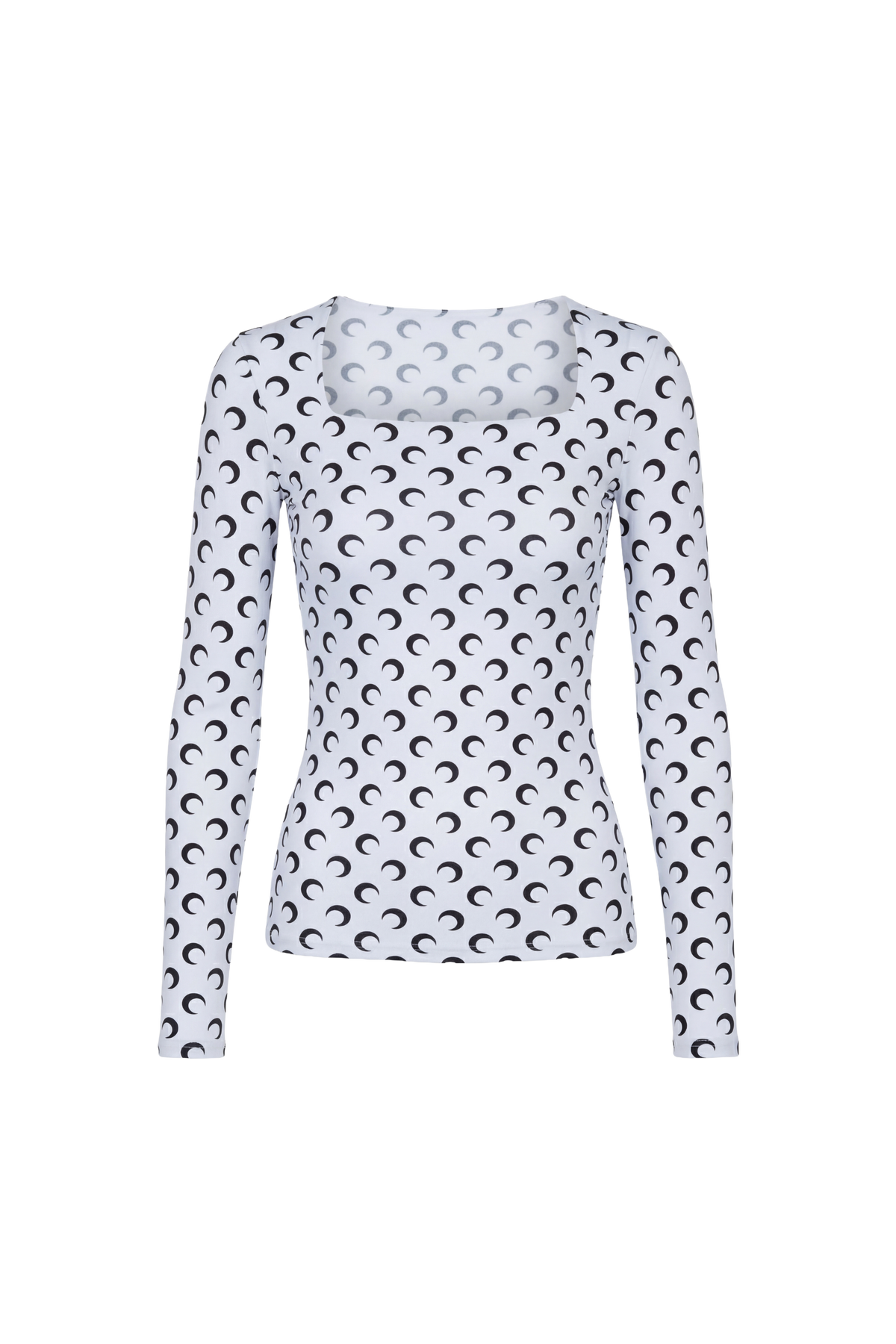 Moon Printed Jersey Ls Squareneck Top - Blanc