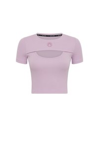 Moon Logo Ribbed Jersey Cut-Out T-Shirt - Violet