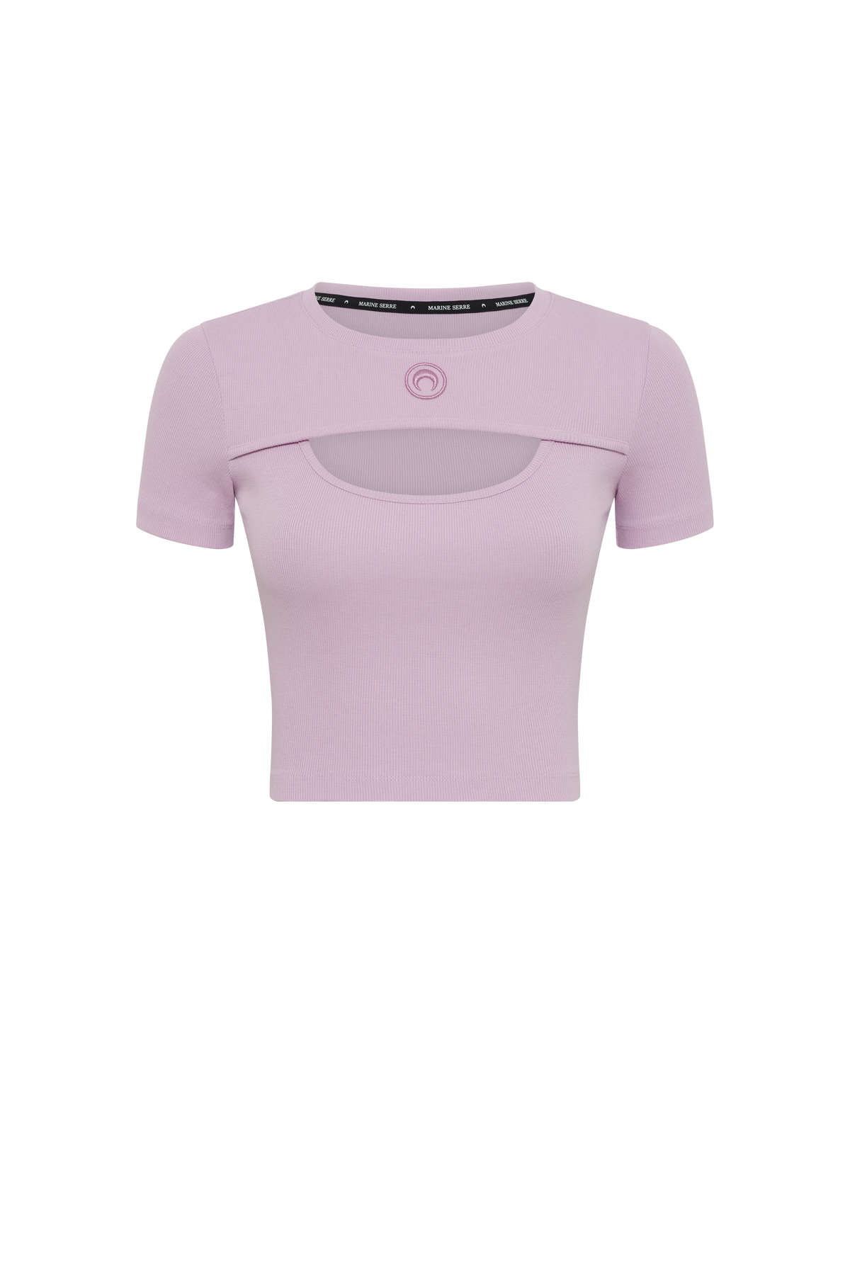 Moon Logo Ribbed Jersey Cut-Out T-Shirt - Violet