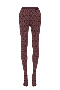 Moonogram Mesh Flock Tights - Violet