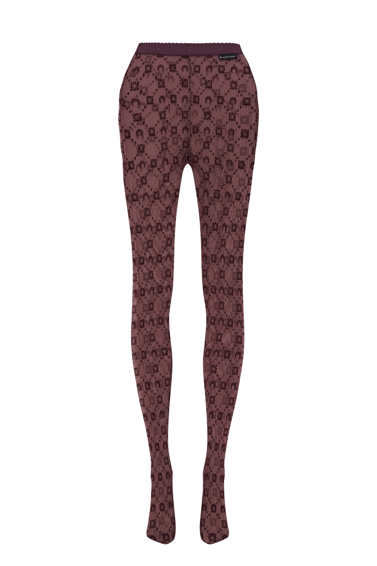 Moonogram Mesh Flock Tights - Violet