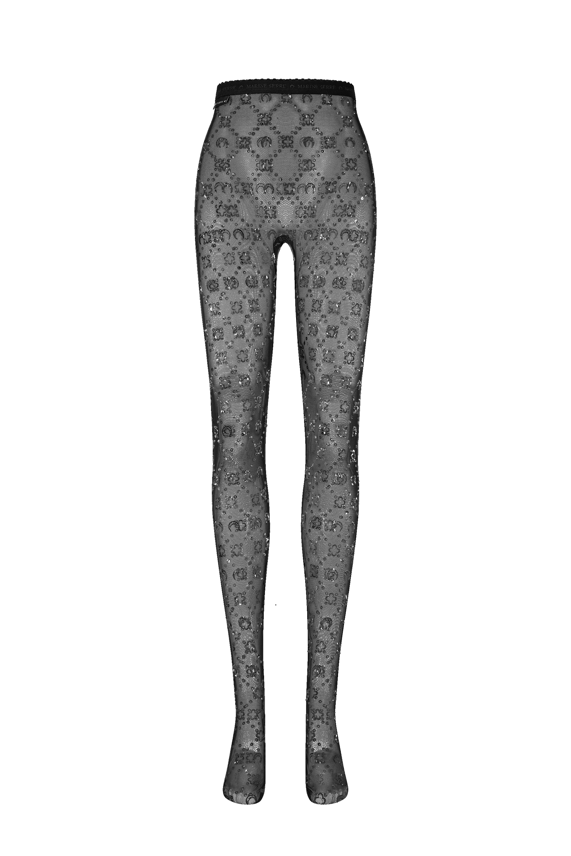 Regenerated Mesh Flock Glitter Leggings - Noir