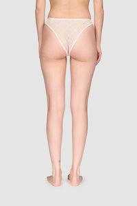 Recycled Mesh Flock High-Cut Panties - Écru