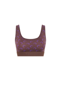 Moon Printed Jersey Sports Bra - Violet