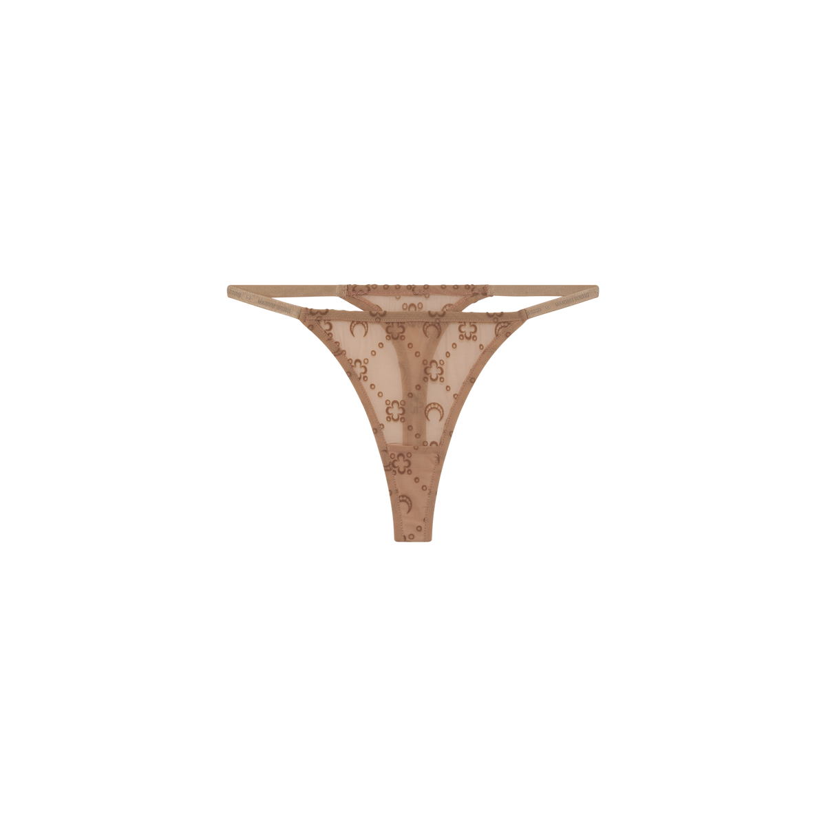 Recycled Mesh Flock Thong - Camel