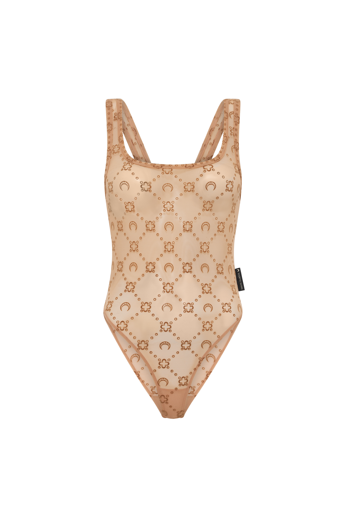 Recycled Mesh Flock Bodysuit - Camel