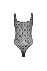 Recycled Mesh Flock Bodysuit - Noir
