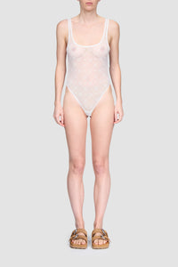 Recycled Mesh Flock Bodysuit - Écru
