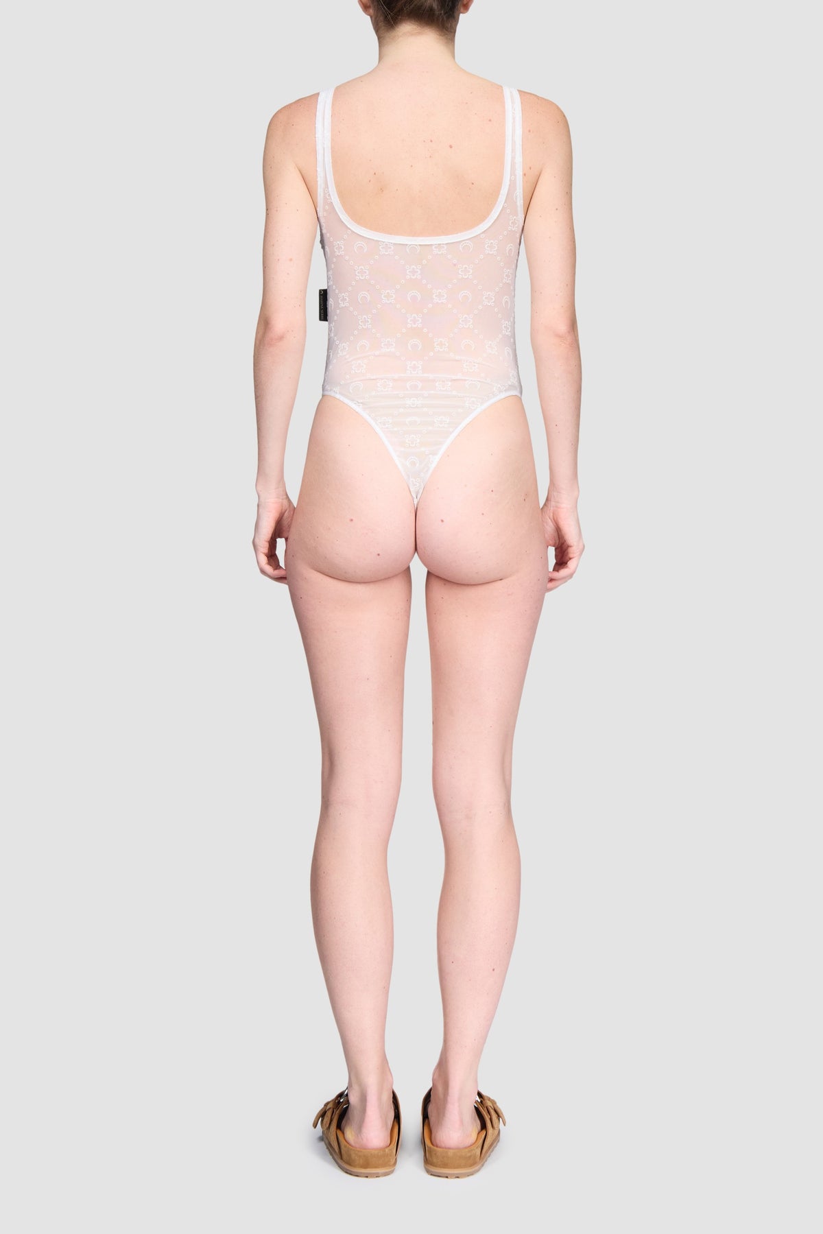 Recycled Mesh Flock Bodysuit - Écru