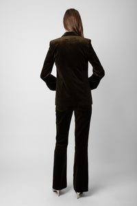 Blazer Visko en velours - Kaki