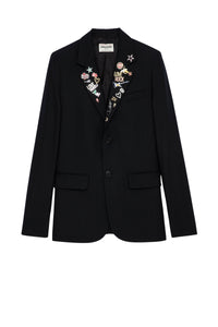 Blazer Vanille Pins en laine mélangée - Noir