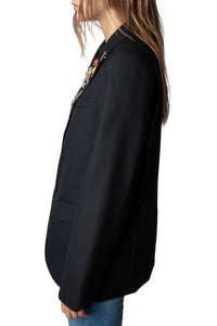 Blazer Vanille Pins en laine mélangée - Noir