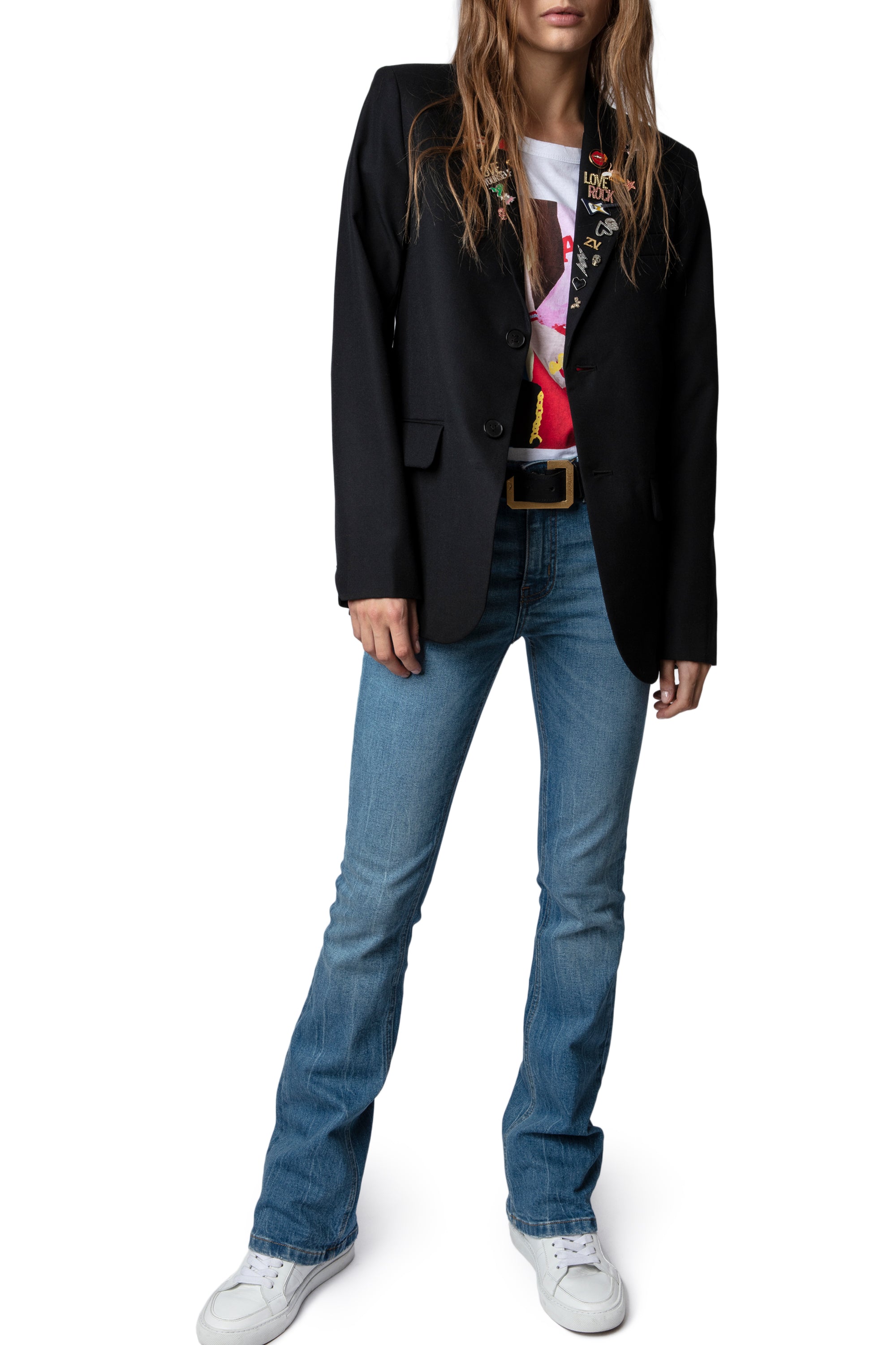 Blazer Vanille Pins en laine mélangée - Noir