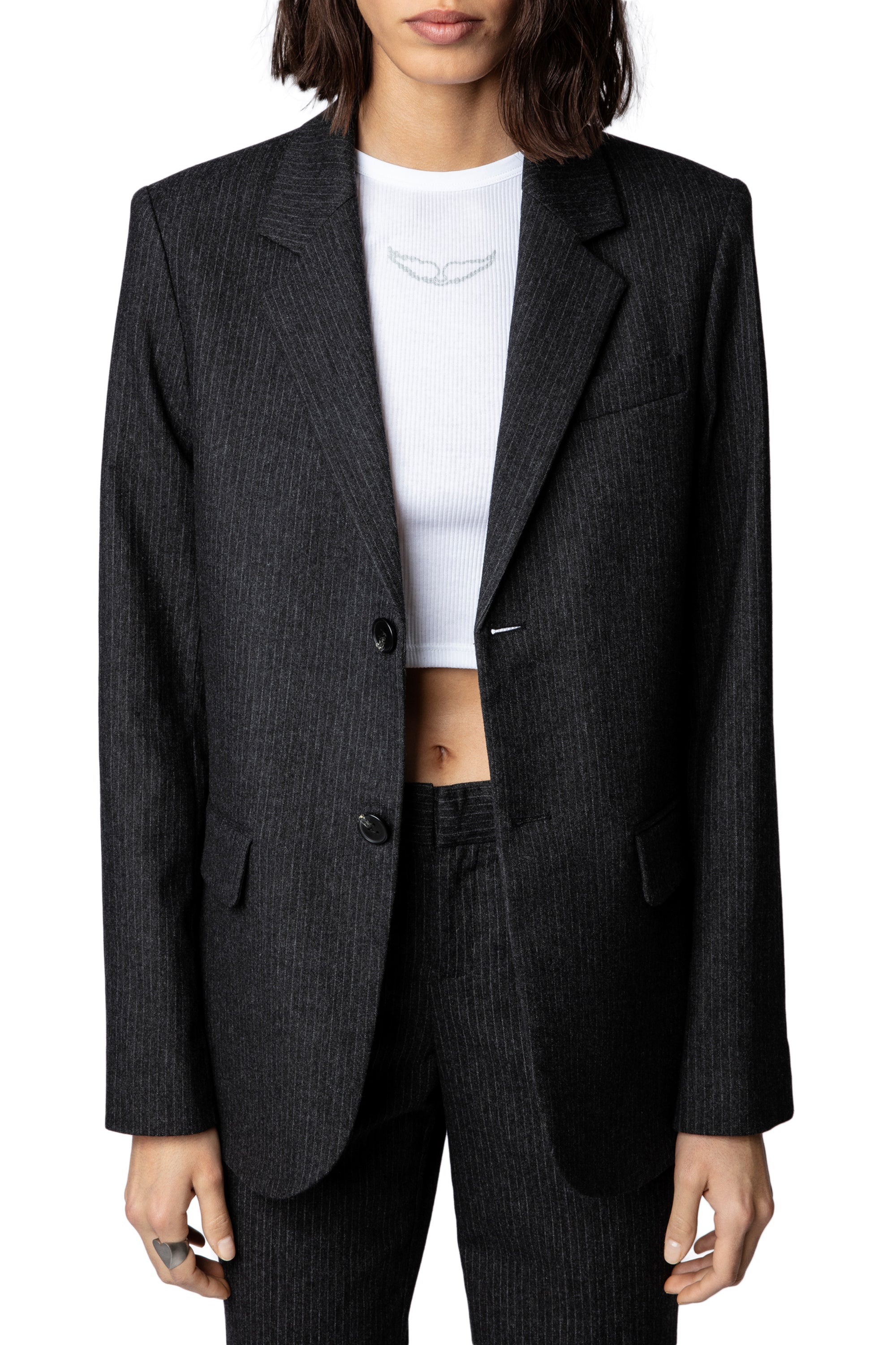 Blazer Vanille en laine mélangée - Anthracite