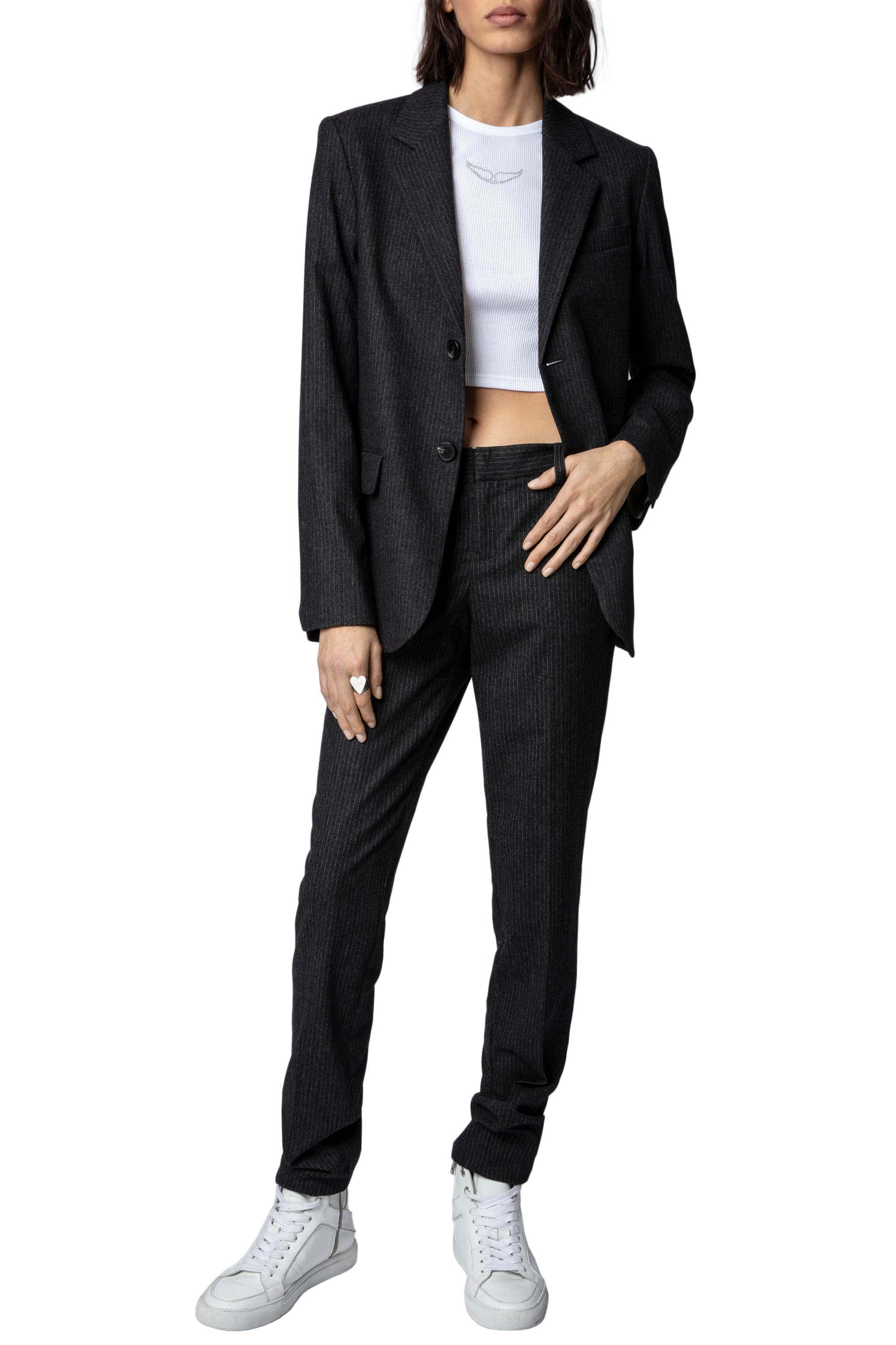 Blazer Vanille en laine mélangée - Anthracite