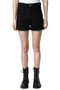 Short en jean Sissi Strass - Noir