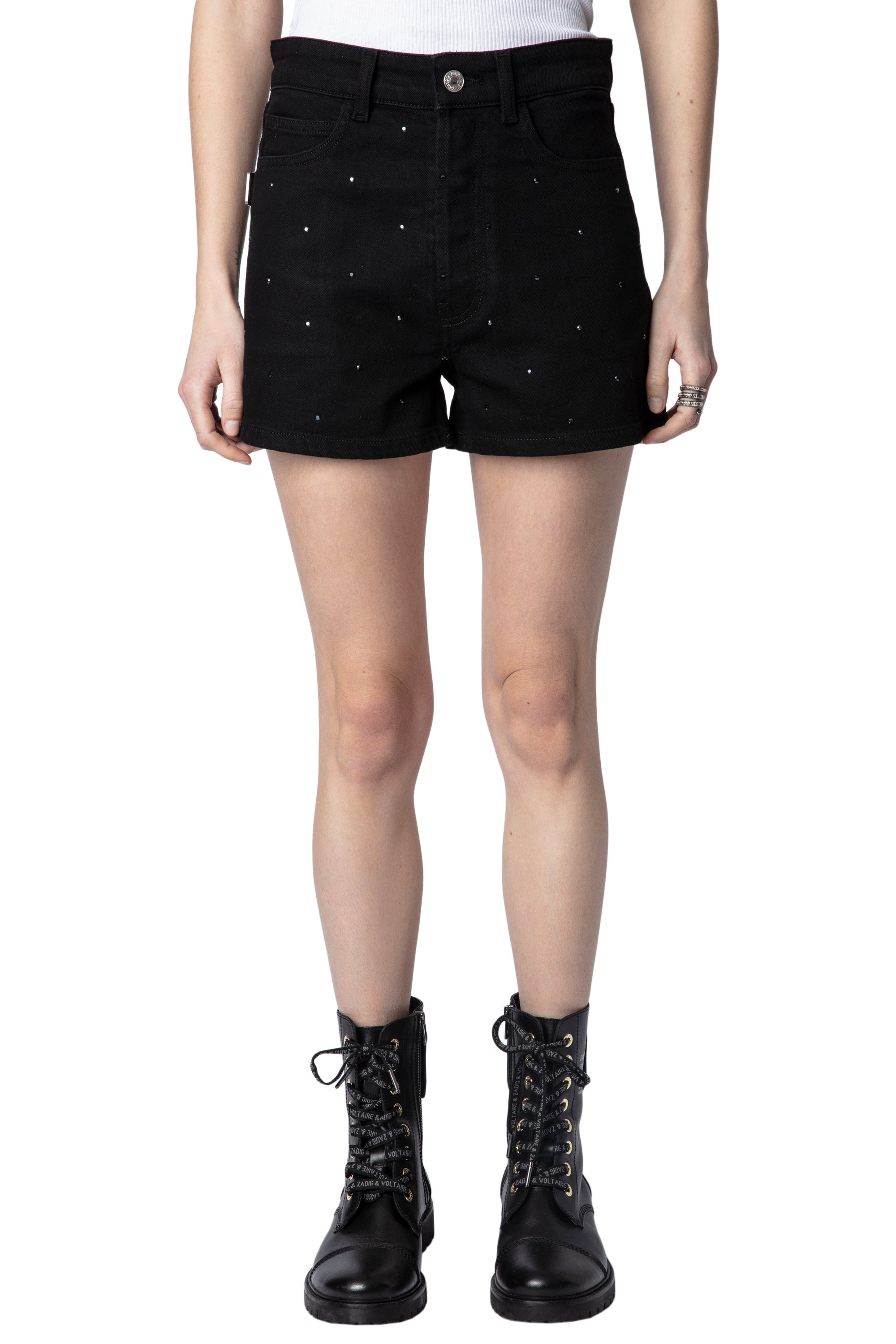 Short en jean Sissi Strass - Noir