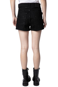 Short en jean Sissi Strass - Noir