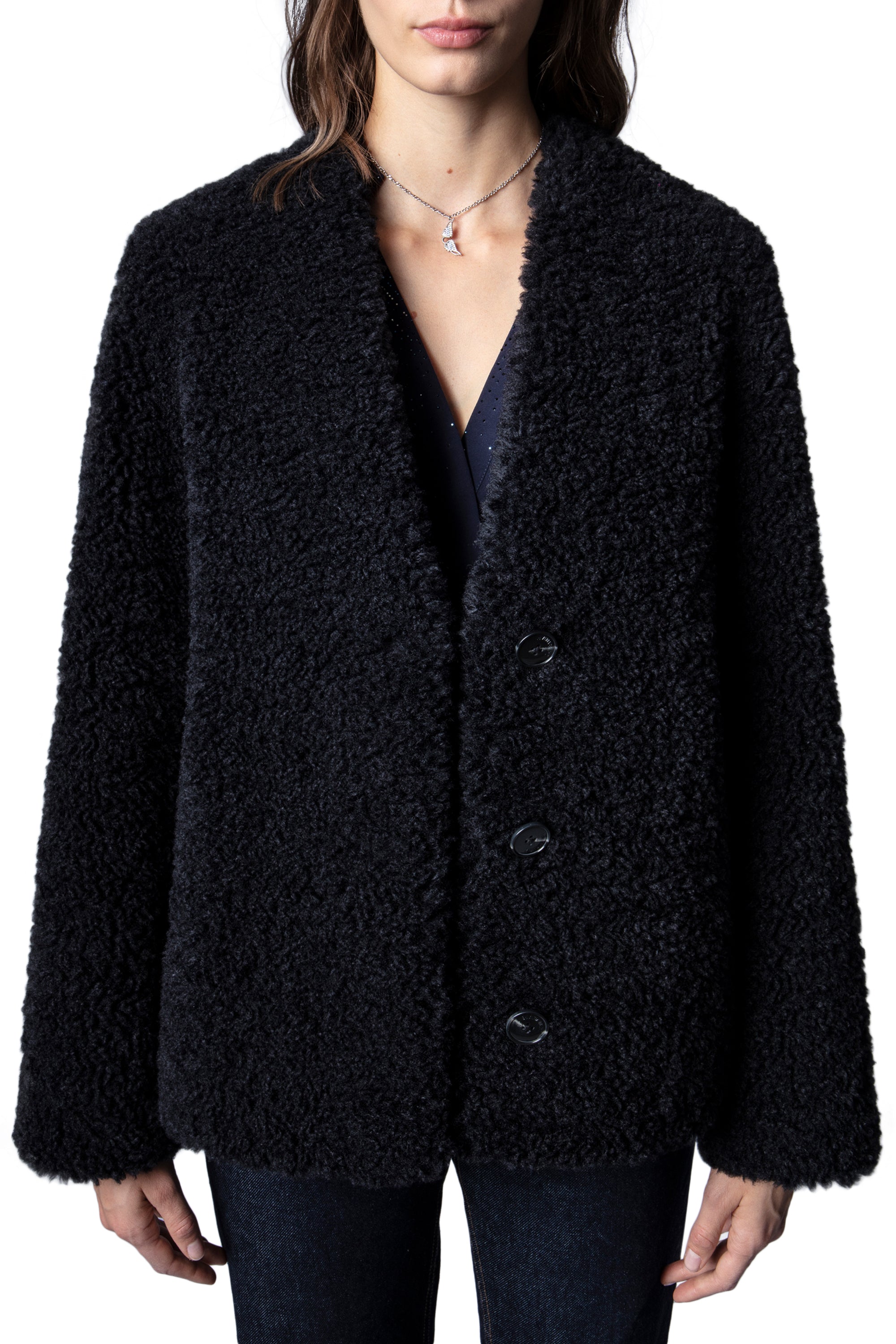 Manteau Mila Soft Curly - Noir