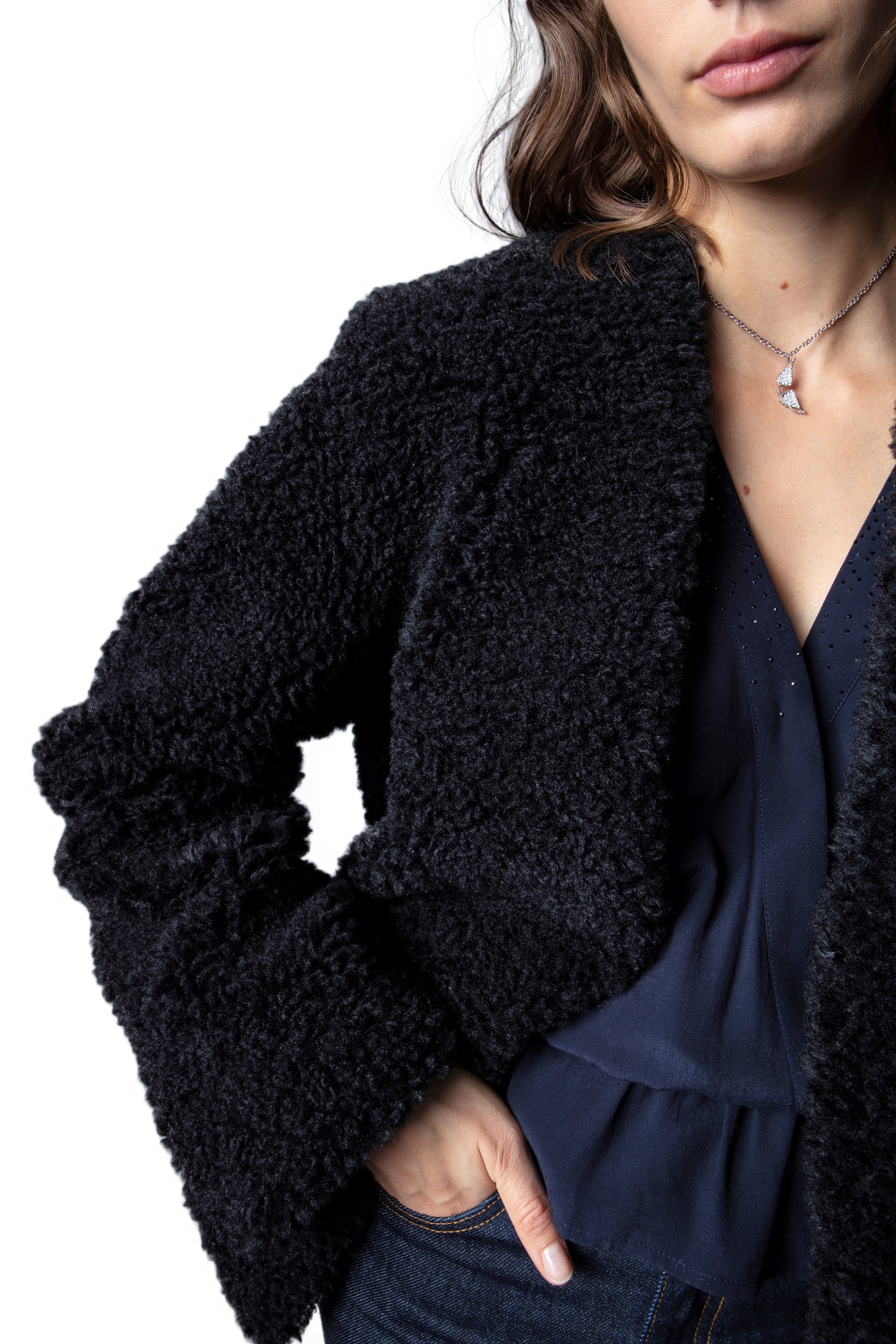 Manteau Mila Soft Curly - Noir