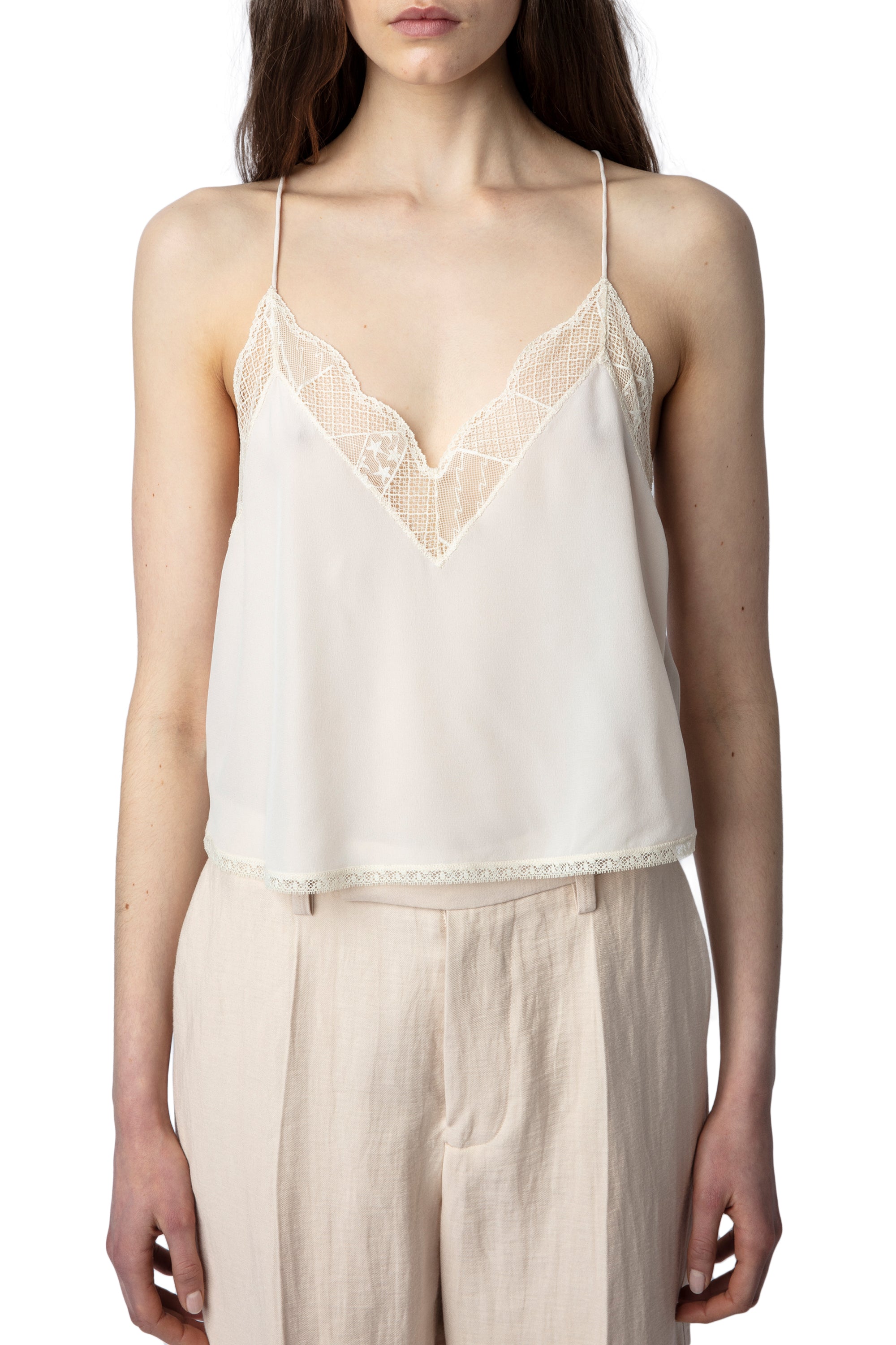 Caraco Christy Crop en soie - Ecru
