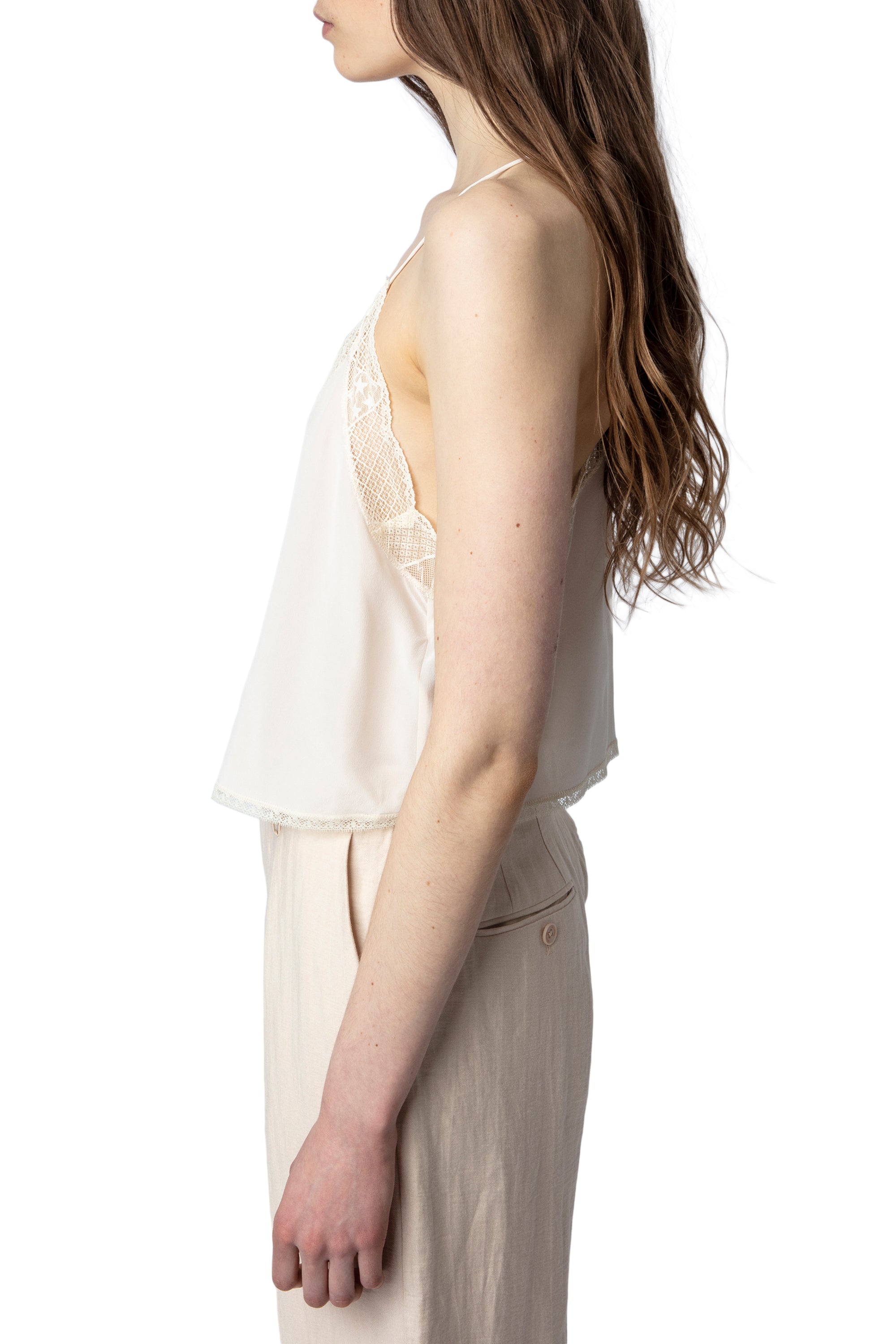 Caraco Christy Crop en soie - Ecru