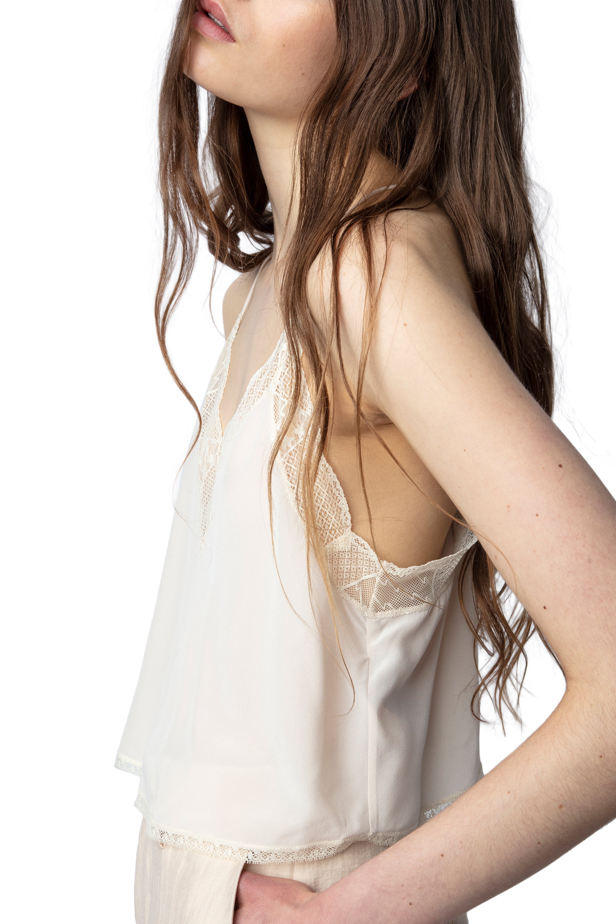 Caraco Christy Crop en soie - Ecru