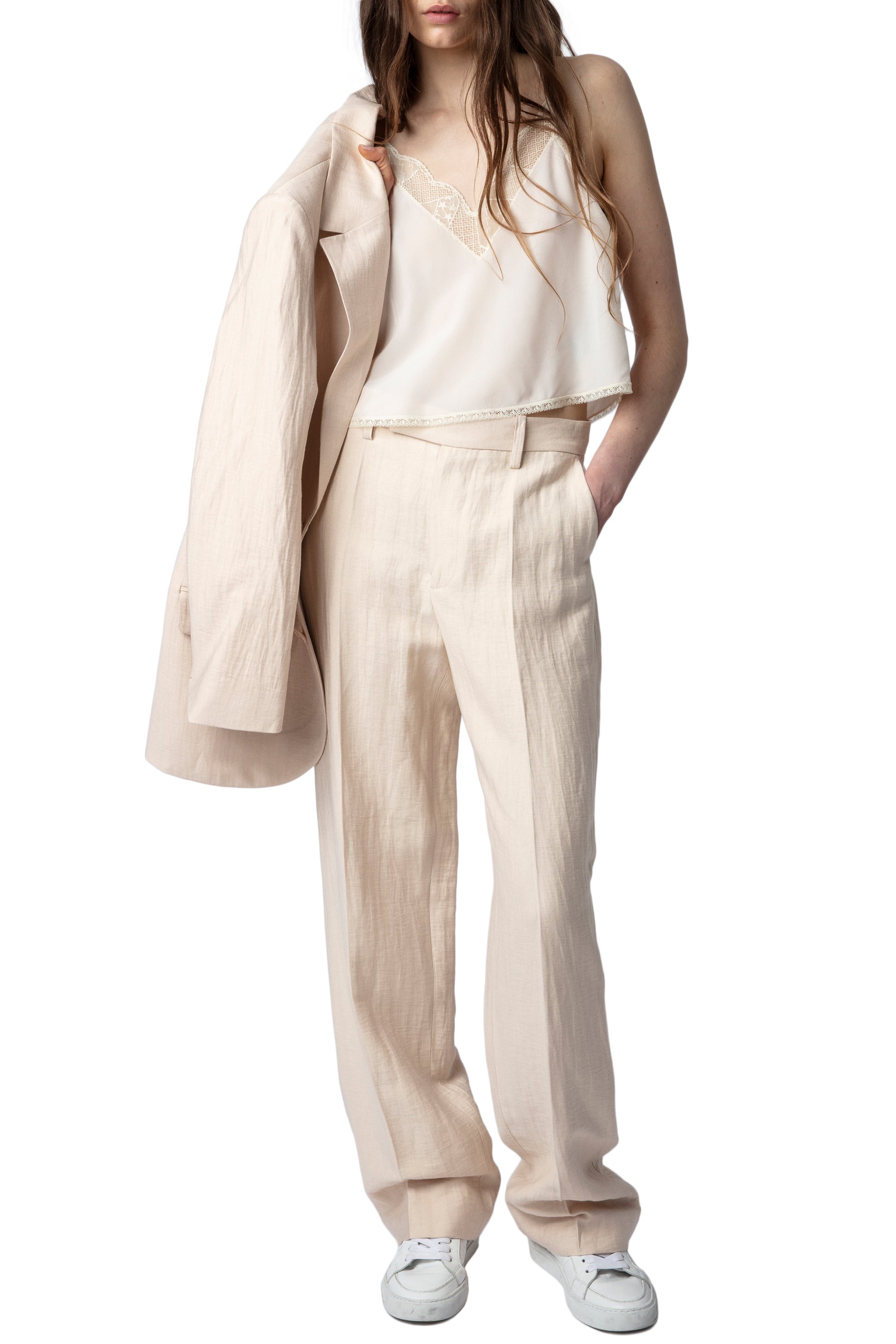 Caraco Christy Crop en soie - Ecru