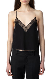 Caraco Christy Crop en soie - Noir