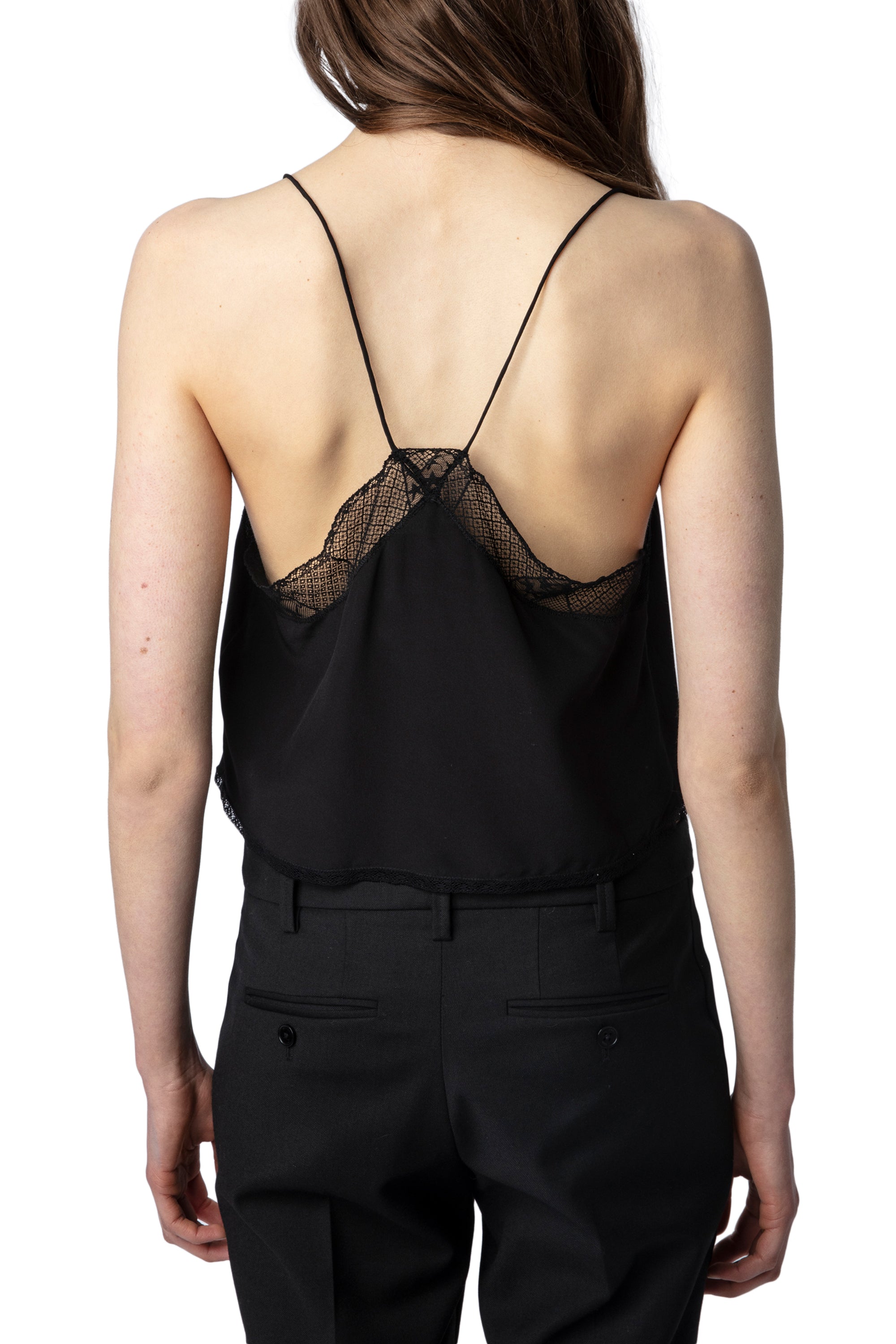 Caraco Christy Crop en soie - Noir