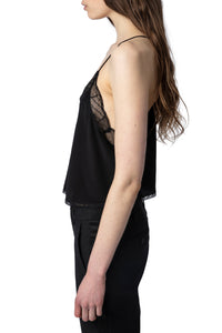 Caraco Christy Crop en soie - Noir