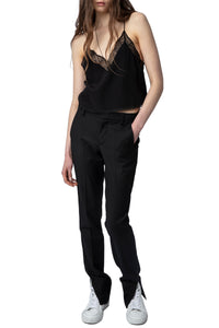 Caraco Christy Crop en soie - Noir