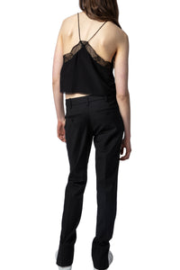 Caraco Christy Crop en soie - Noir